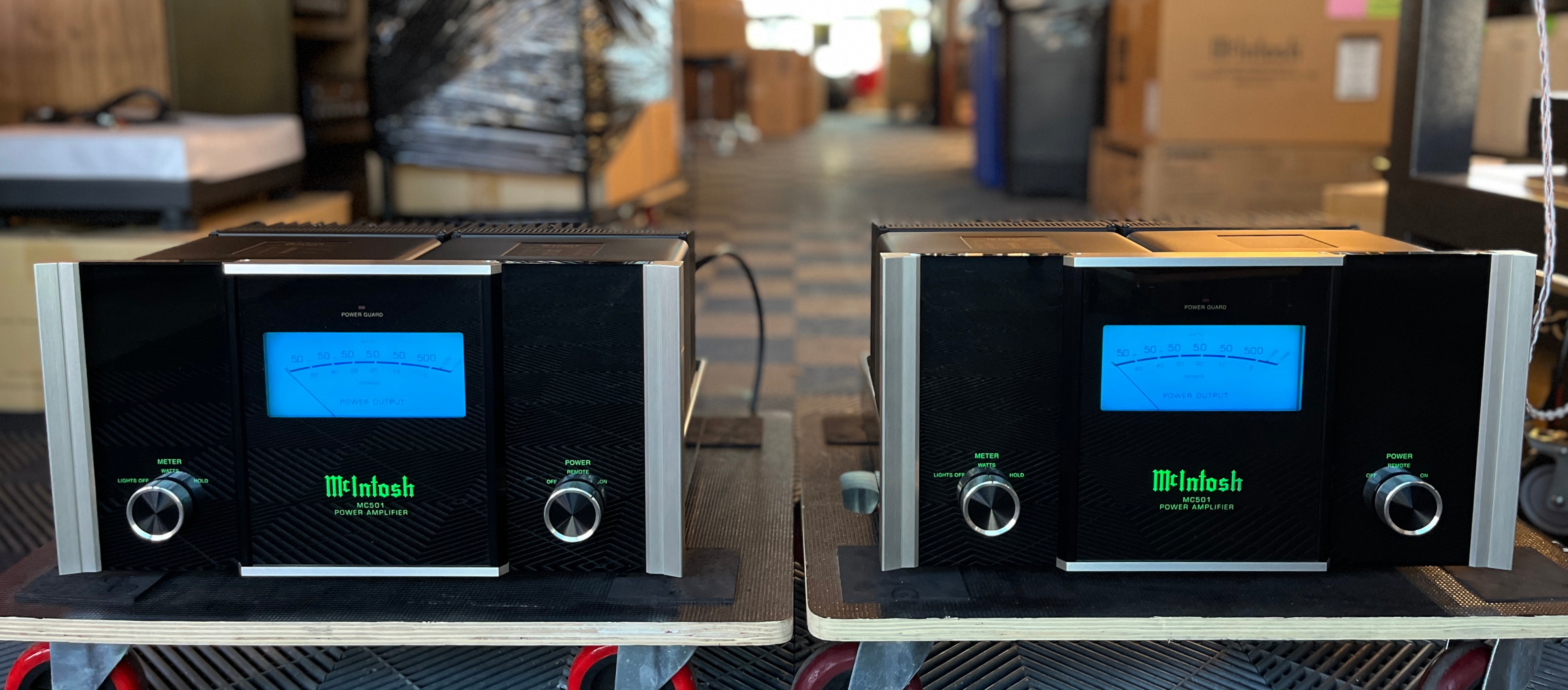 McIntosh MC501 Monoblock Amplifier Pair - Consecutive Serials, Fiber Optic