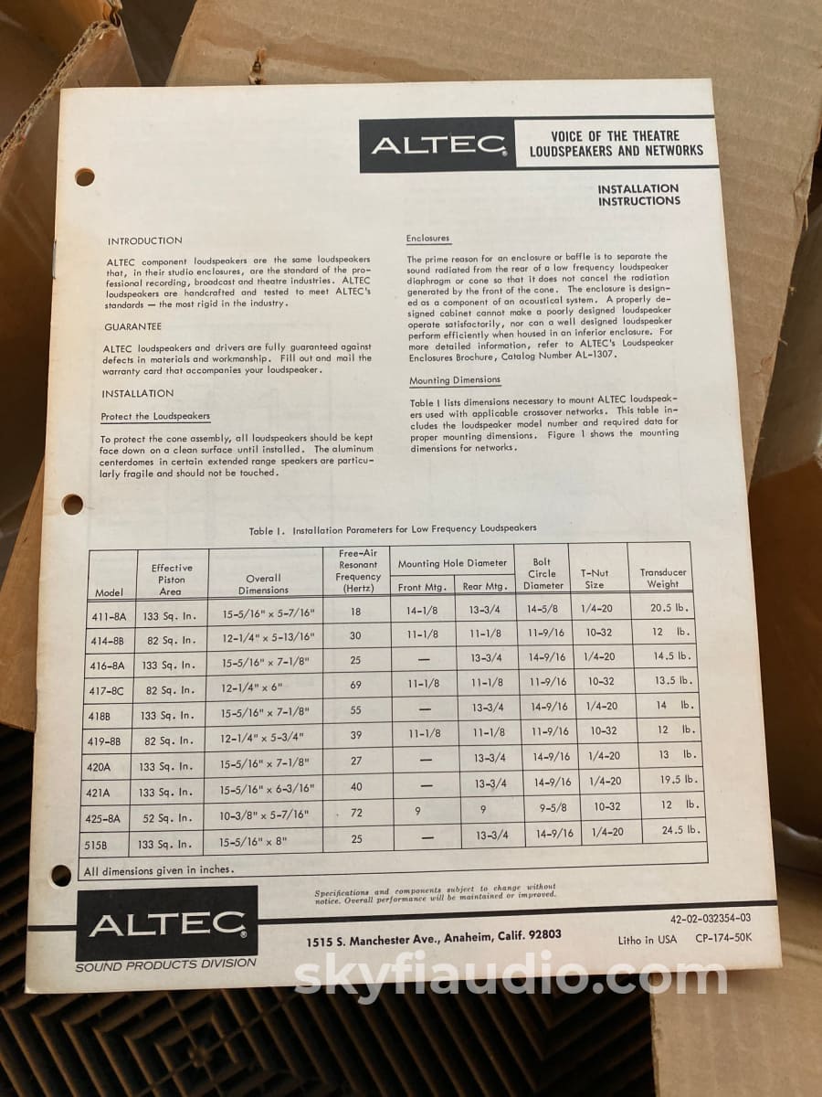 Altec Lansing Model 515B Drivers Brand New In Their Original Boxes! Speakers