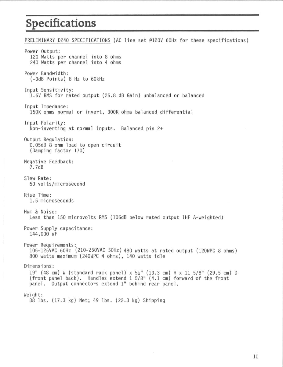 Audio Research D240 Mkii Amplifier - Serviced And Powerful