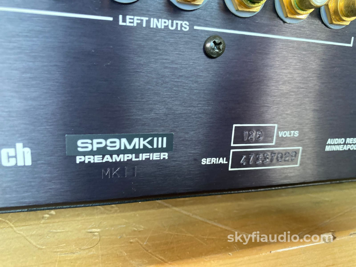 Audio Research Sp9 Mkiii Tube Preamp With Phono Preamplifier