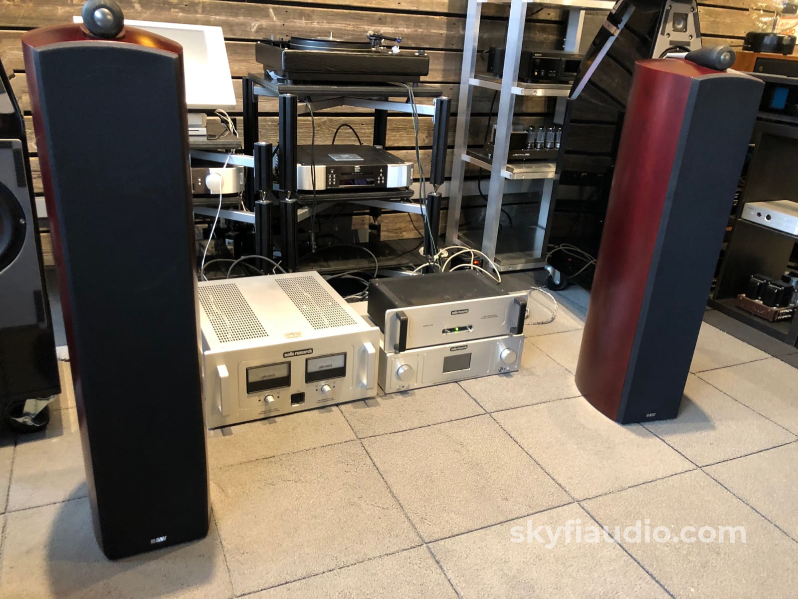 B&W (Bowers & Wilkins) Nautilus 804 Floorstanding Speakers - Gorgeous Red Stained Cherrywood