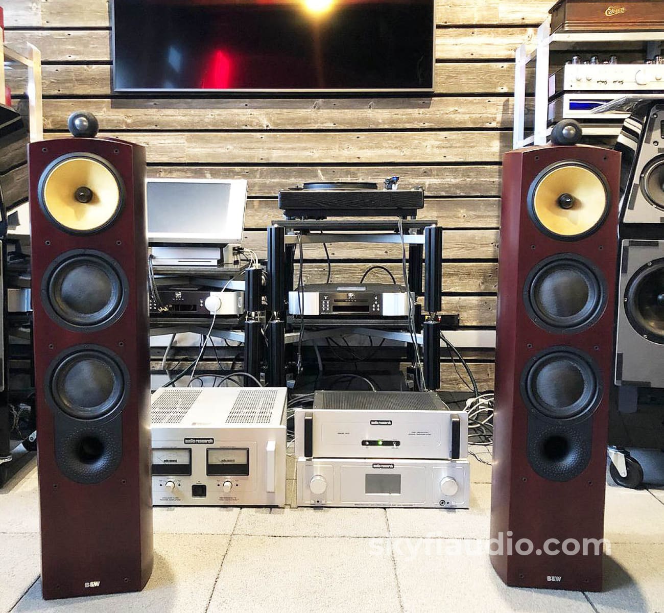 B&W (Bowers & Wilkins) Nautilus 804 Floorstanding Speakers - Gorgeous Red Stained Cherrywood