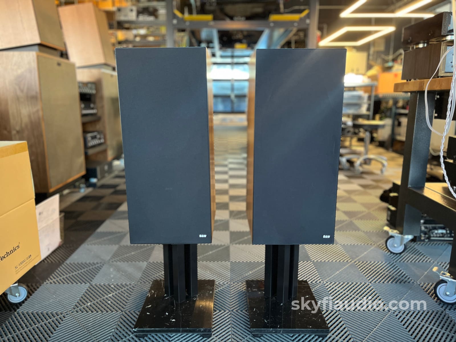 Bowers and Wilkins B&W Matrix 2 Vintage Speakers - W/ Matching Marble Stands Speakers