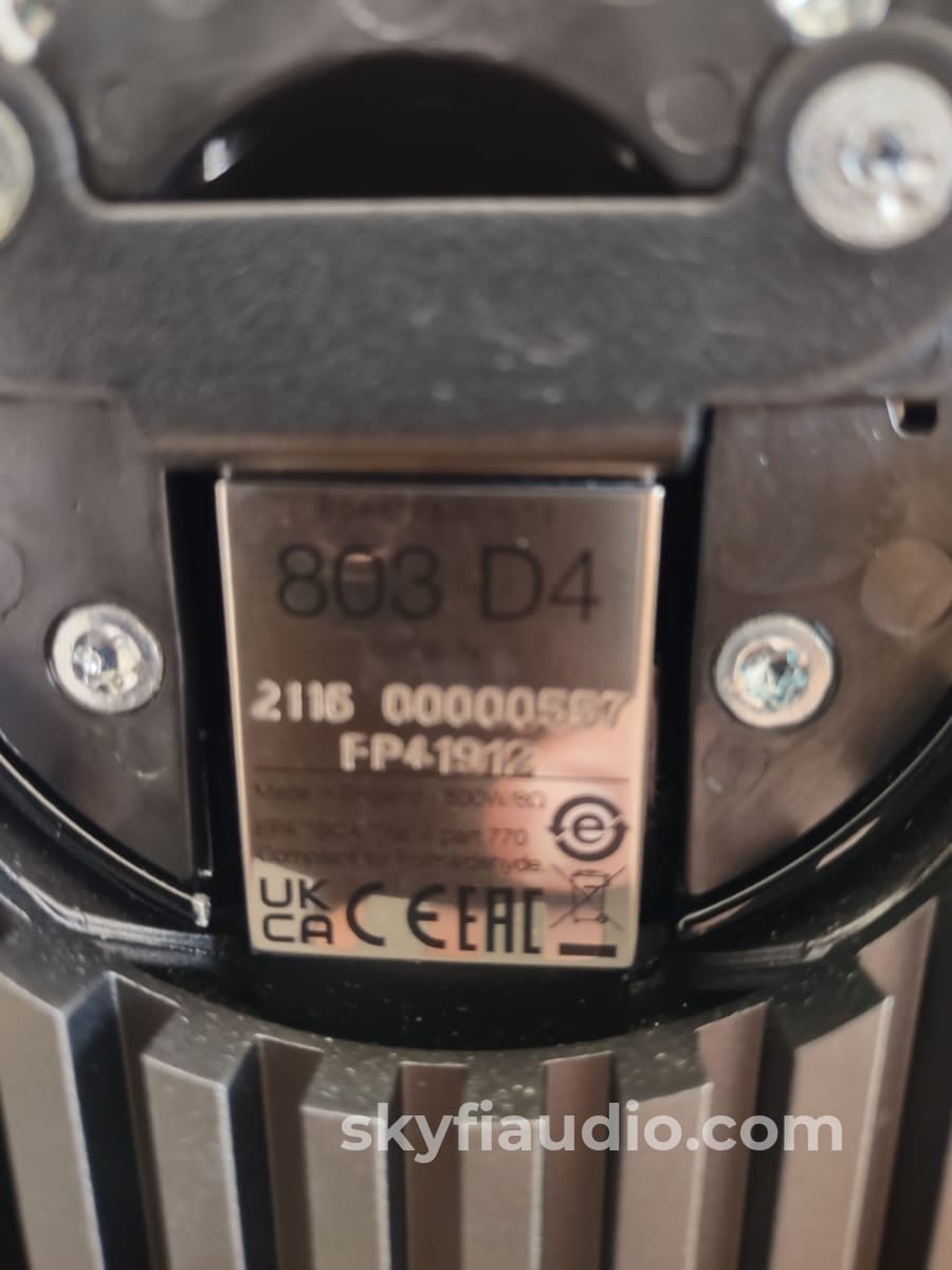 Bower & Wilkins 803D4 Speakers Current Generation Like New Complete