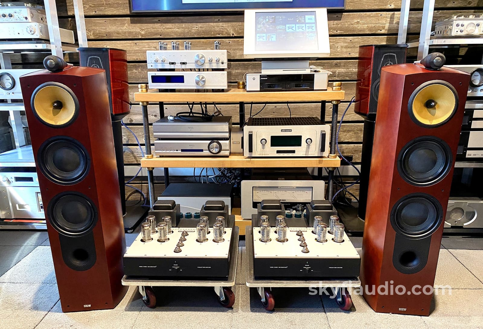 Bowers & Wilkins Nautilus 803 Speakers In A Stunning Red Stained Cherrywood
