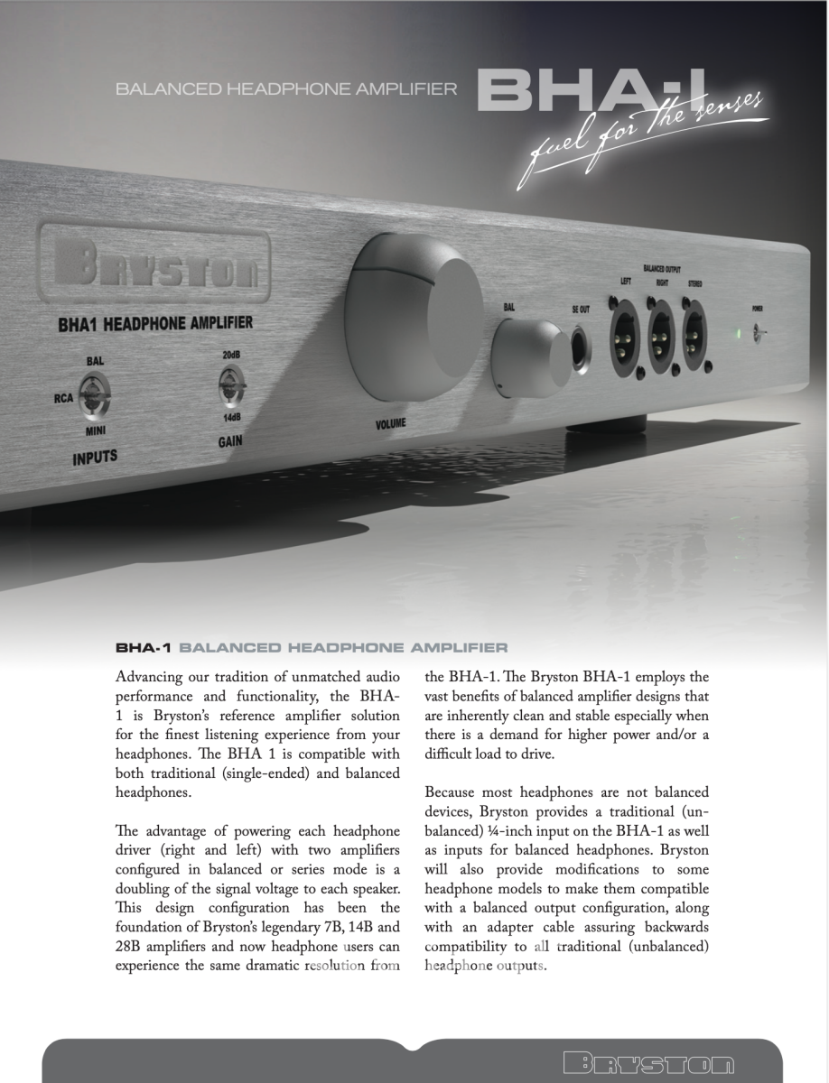 Bryston Bha-1 Balanced Headphone Amplifier