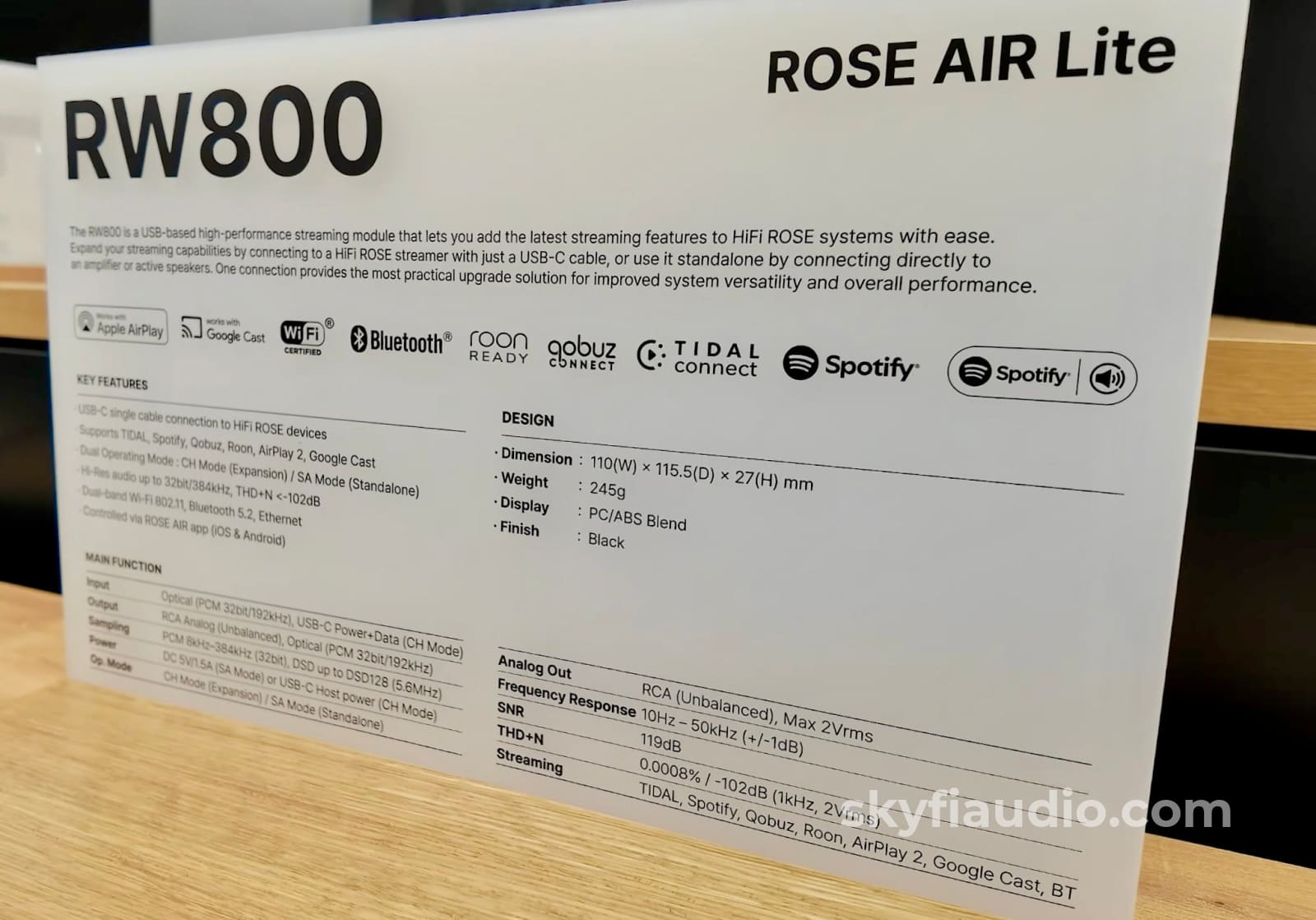 HiFi Rose RW800 - ROSE AIR - Lite High Performance Streaming Module - CD + Digital