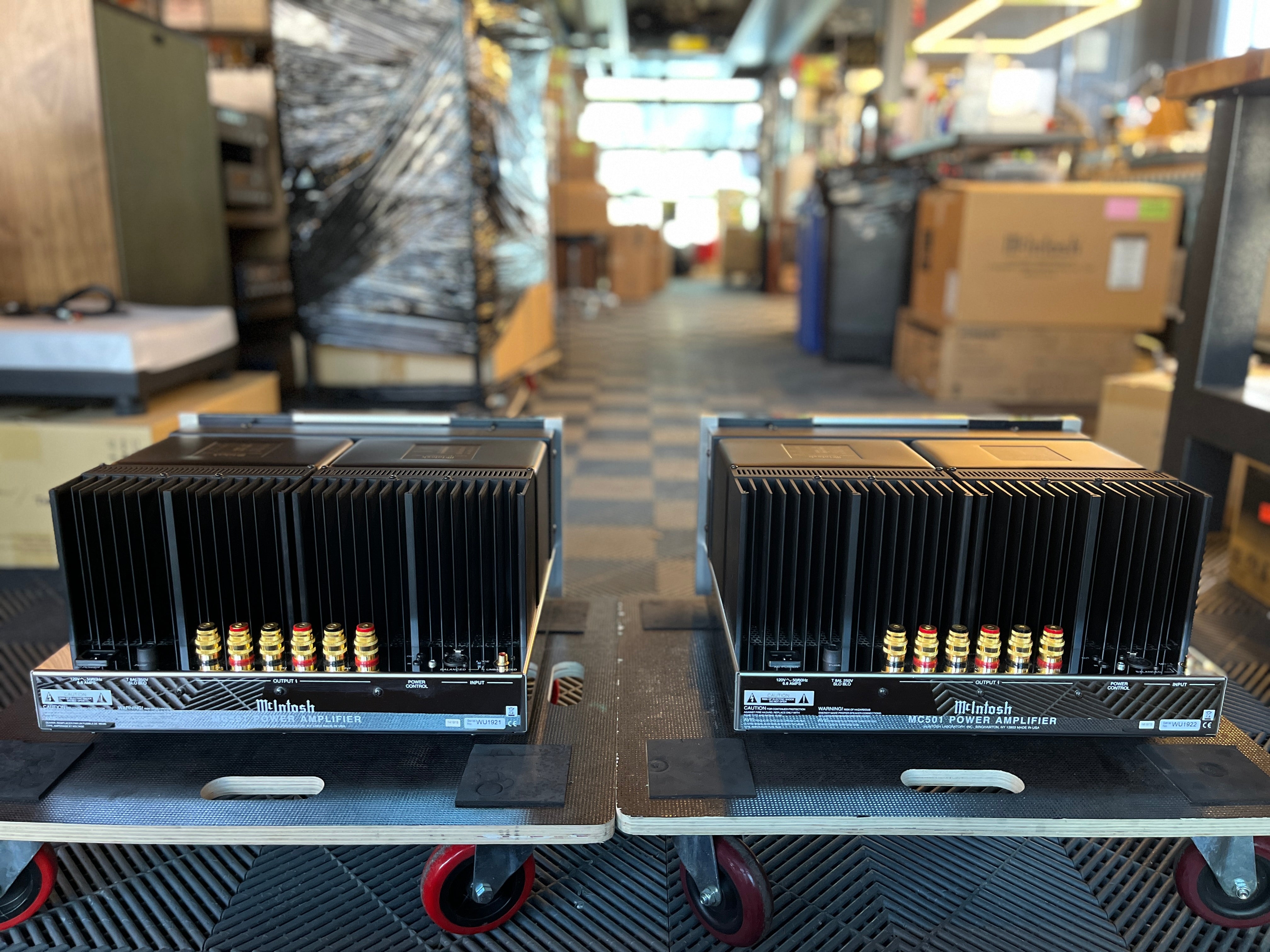 McIntosh MC501 Monoblock Amplifier Pair - Consecutive Serials, Fiber Optic