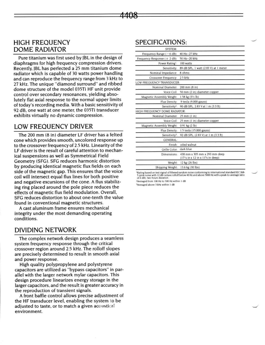 Jbl 4408 Vintage Studio Monitor Speakers In Survivor Condition