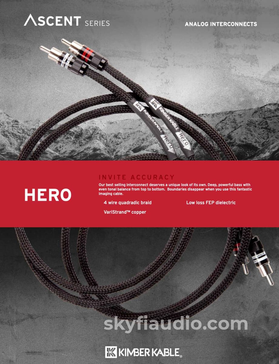 Kimber Kable - Ascent Series Hero Analog Interconnects (Pair) Rca Ultraplate Or Wbt Connectors New