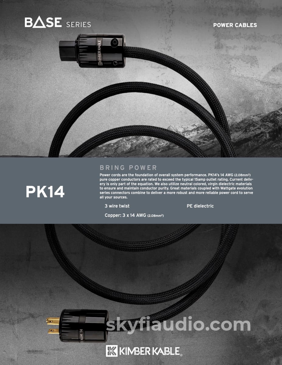 Kimber Kable - Base Series Pk14 Power Cord Brand New Cables