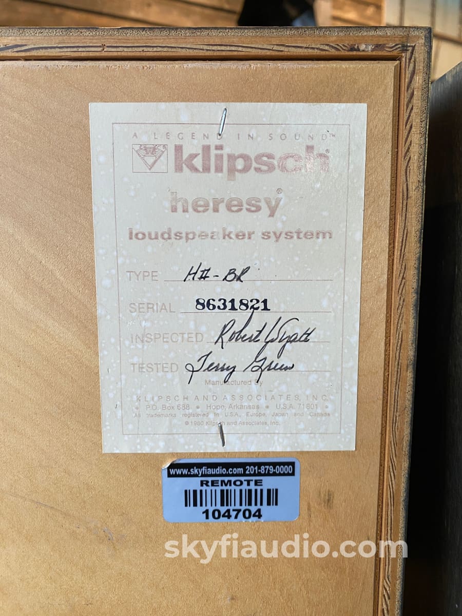 Klipsch Heresy Ii Vintage Speakers - Distressed Birch Espresso Finish One Of A Kind