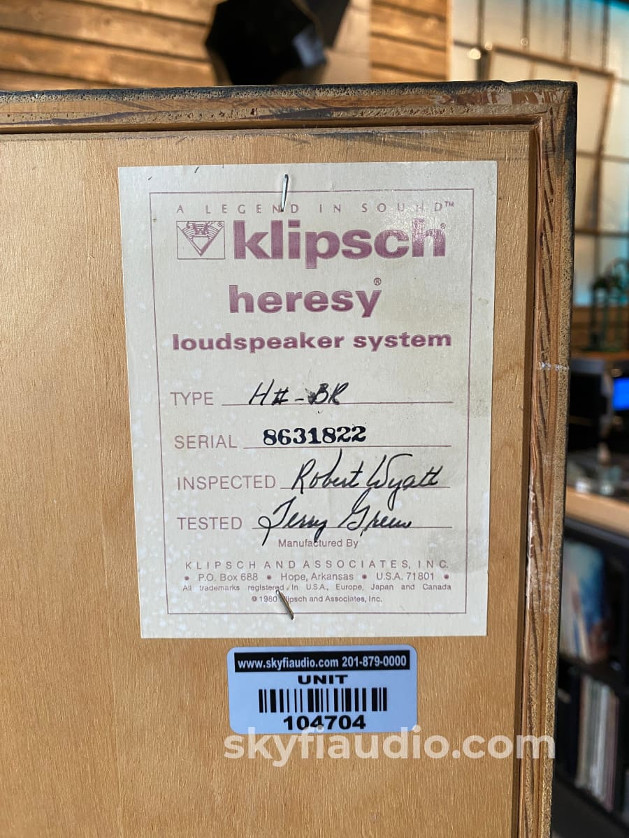 Klipsch Heresy Ii Vintage Speakers - Distressed Birch Espresso Finish One Of A Kind