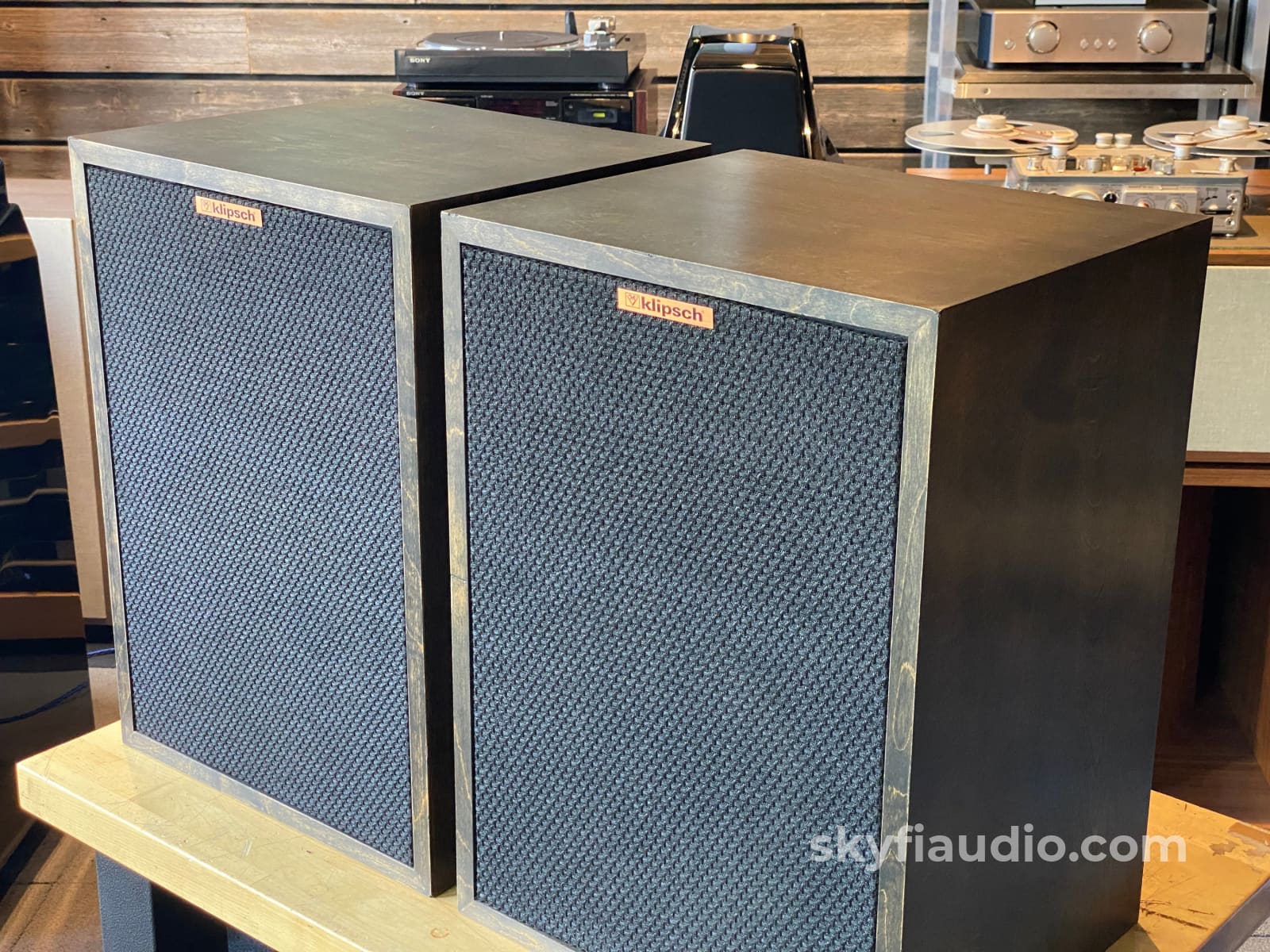 Klipsch Heresy Ii Vintage Speakers - Distressed Birch Espresso Finish One Of A Kind