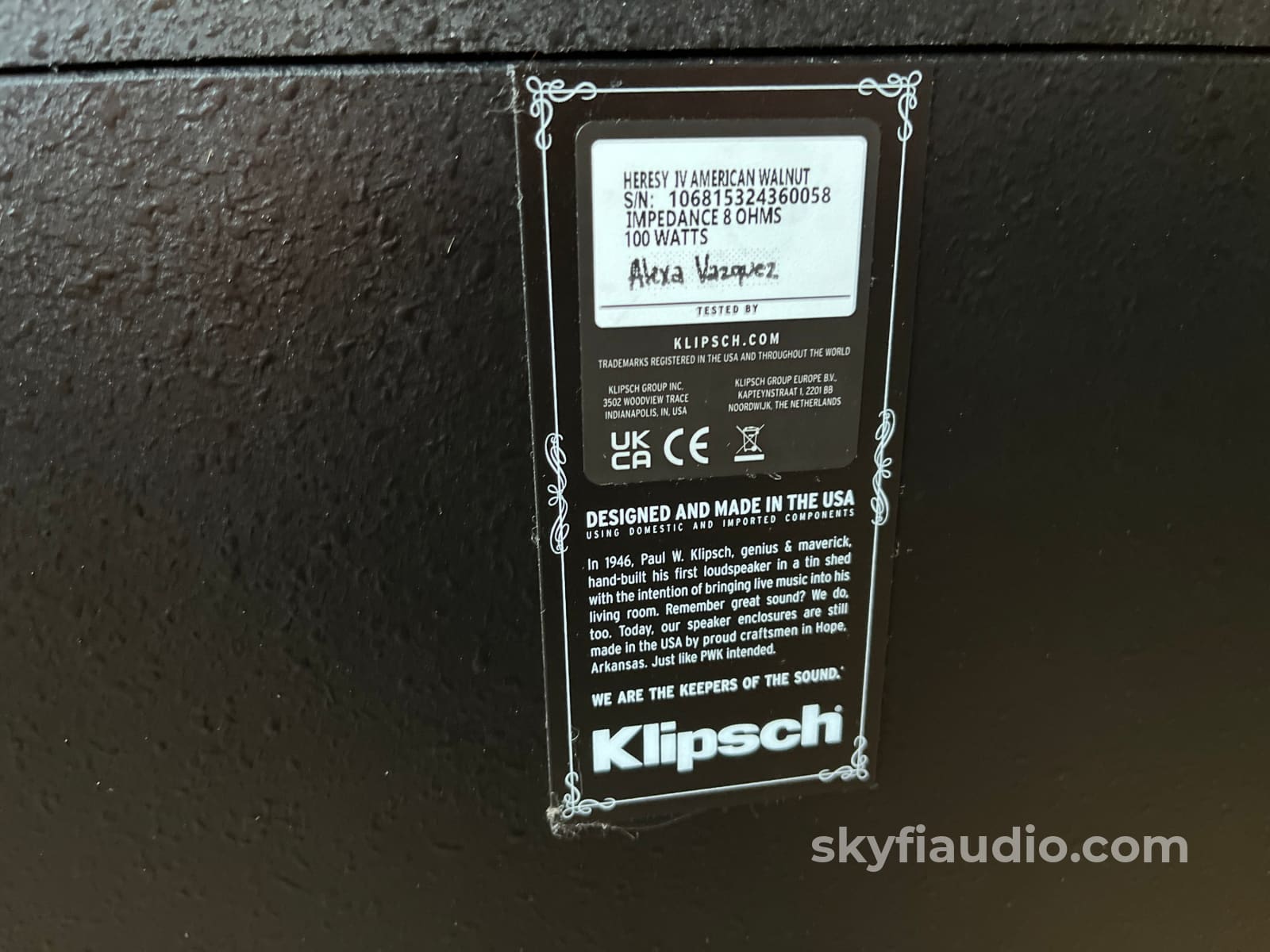 Klipsch Heresy IV Heritage Series Speakers American Walnut - Pre-Loved - Speakers