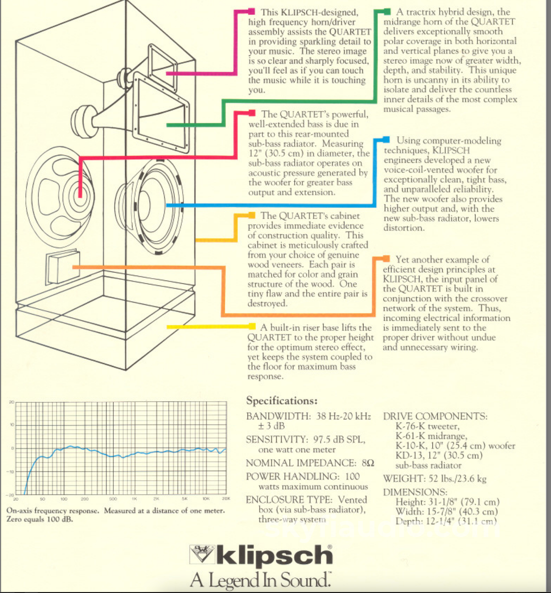 Klipsch Quartet Vintage Floor Standing Speakers - Oak Oil Finish