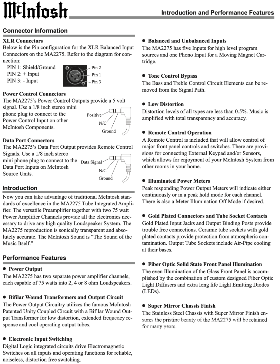 McIntosh MA2275 Tube Integrated Amplifier - Excellent Condition Collectors Set - Super Rare Integrated Amplifier