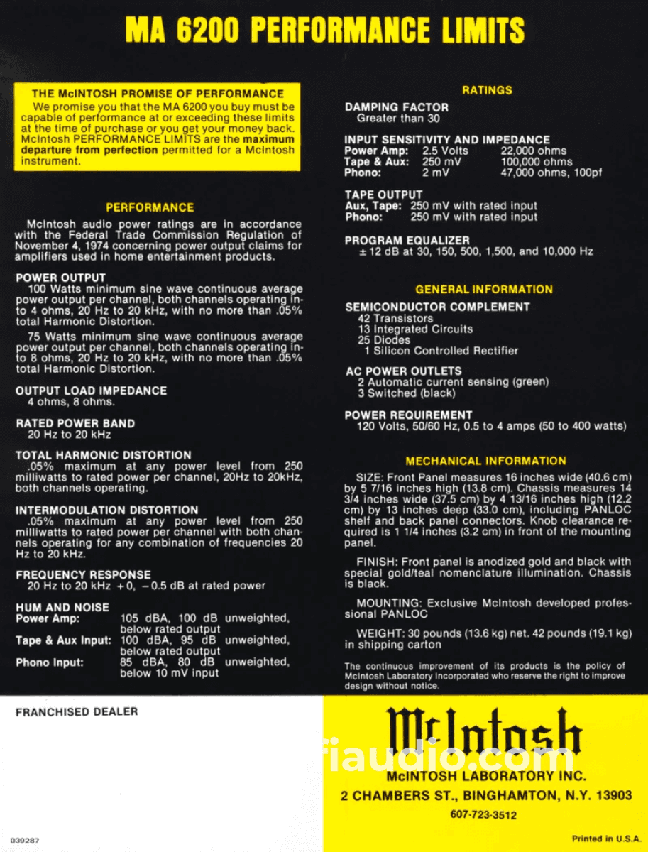 Mcintosh Ma6200 Vintage Integrated Amplifier