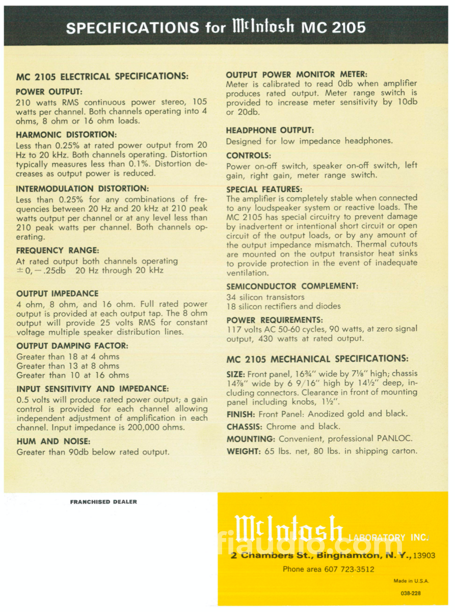 Mcintosh Mc2105 Solid State Vintage Amplifier - Restored And Upgraded