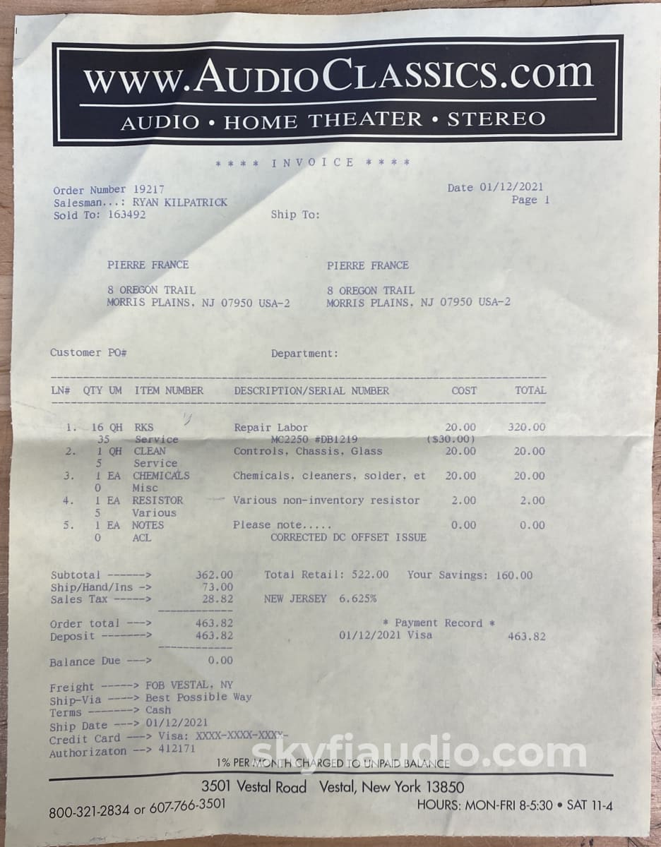 Mcintosh Mc2250 Amplifier - Under 500 In Existence Serviced And Super Clean