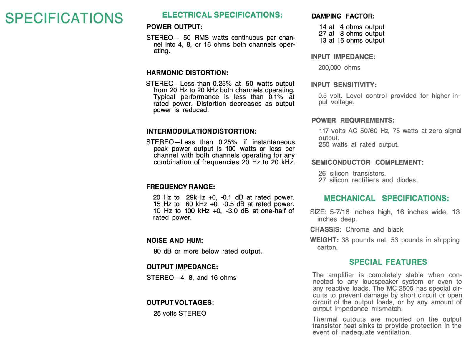 Mcintosh Mc2505 Solid Stage Vintage Amplifier - Serviced