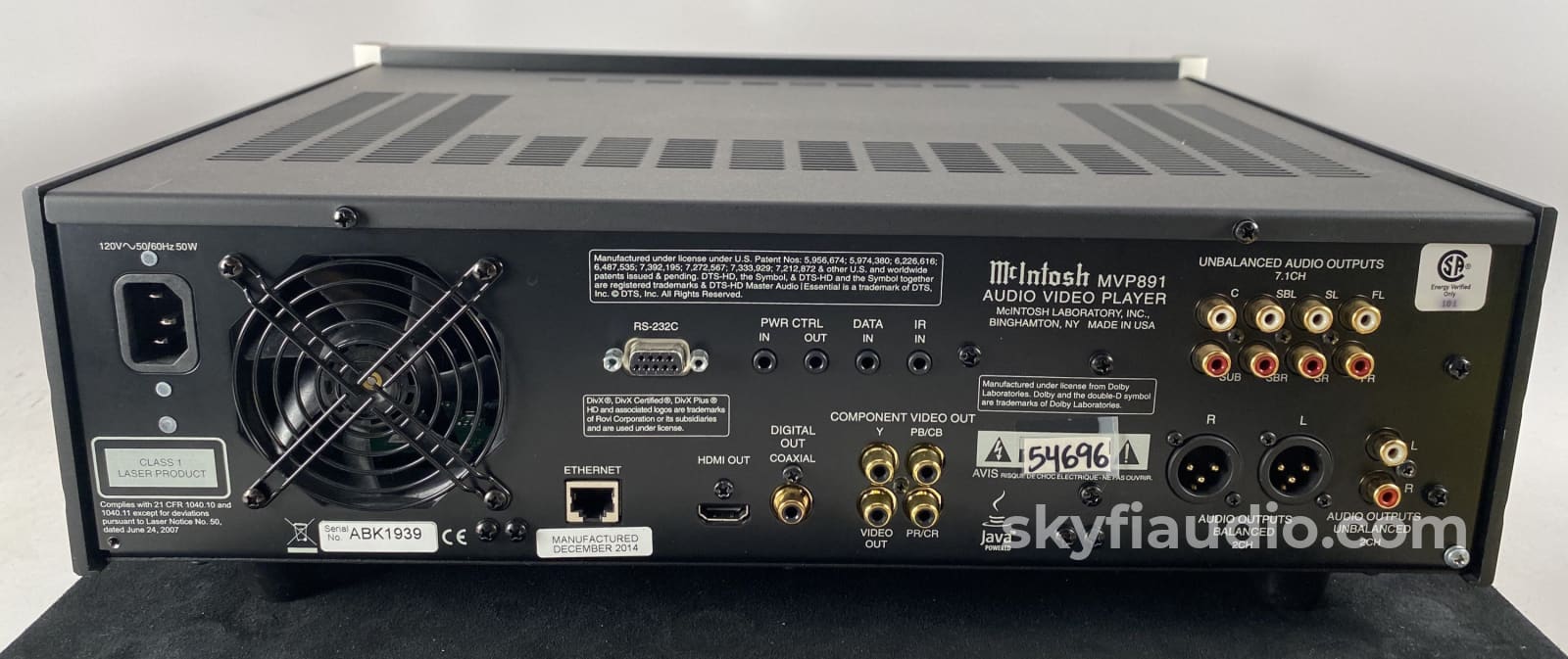 Mcintosh Mvp891 Sacd Cd Blu-Ray With Five 192Khz 32-Bit Dacs + Digital