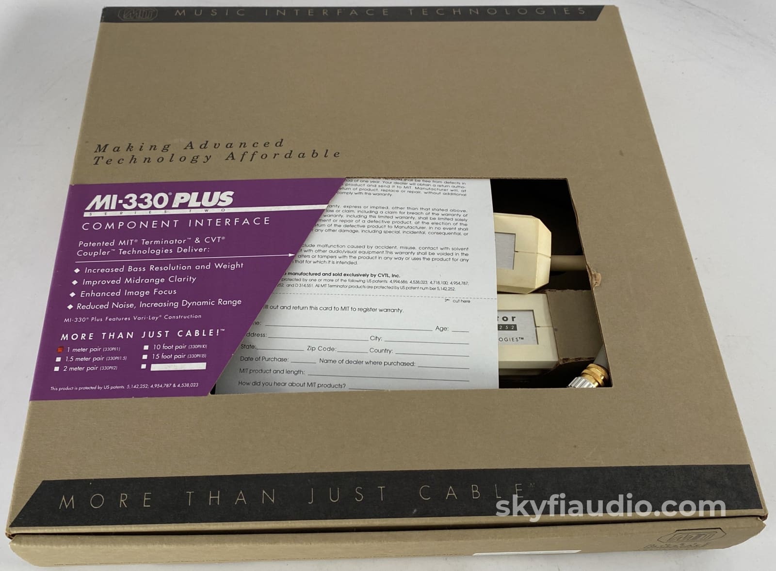 Mit (Music Interface Technology) Mi-330 Plus Series Two Phono Cable Rare! 1M Cables