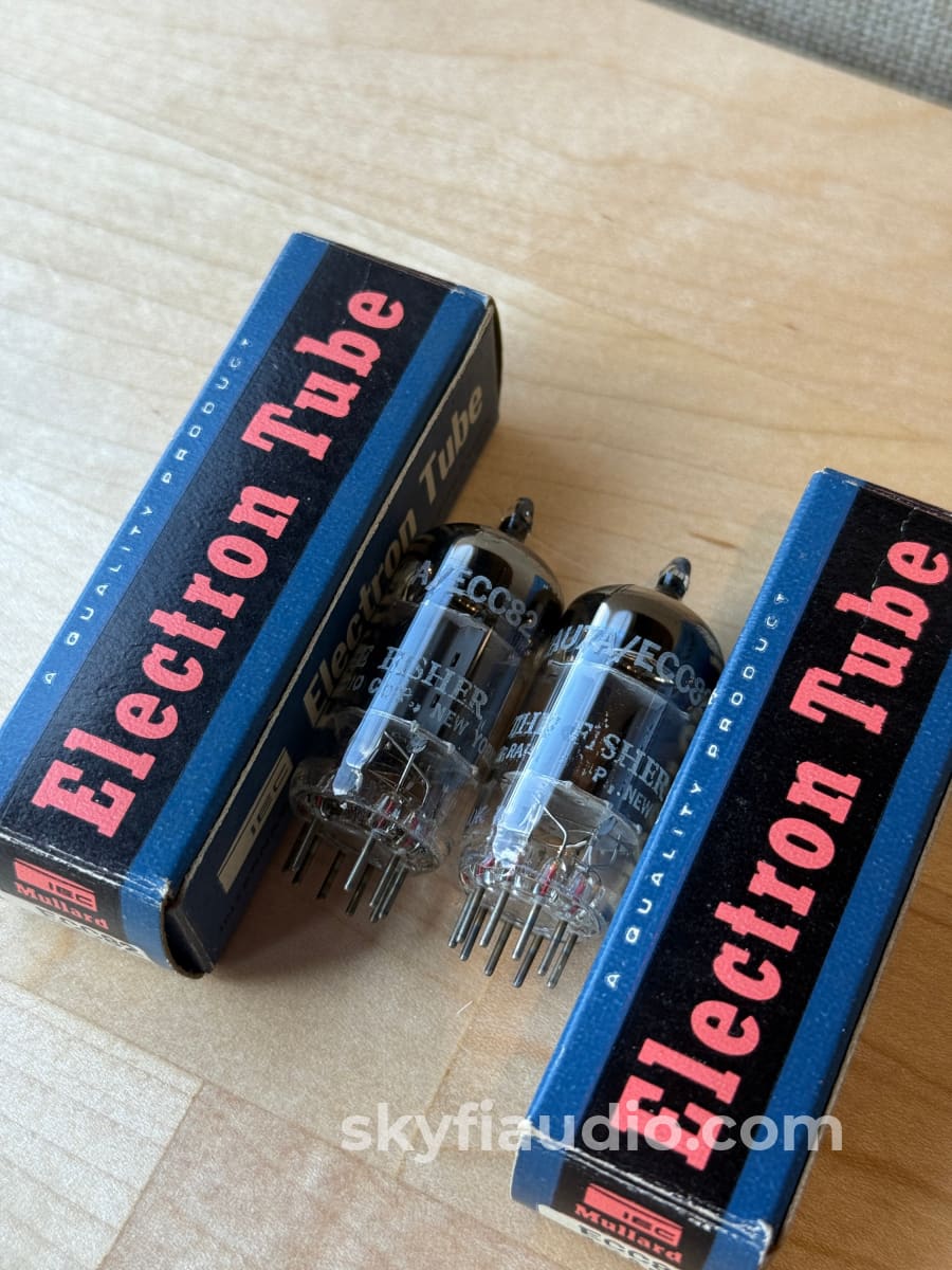 Mullard ECC82 / 12AU7 Tube Pair Gain Matched - Branded ’The Fisher’ Accessory