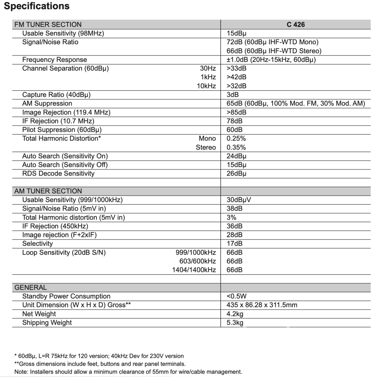 Nad C 426 Stereo Am/Fm Tuner