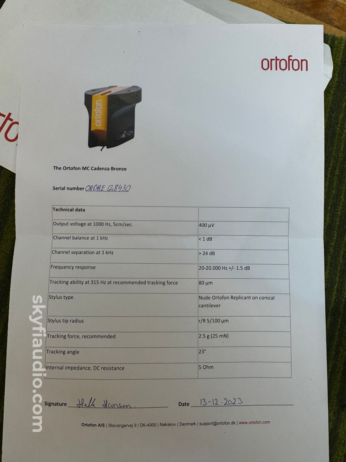 Ortofon Cadenza Bronze MC Phono Cartridge - Factory Rebuilt Phono Cartridge