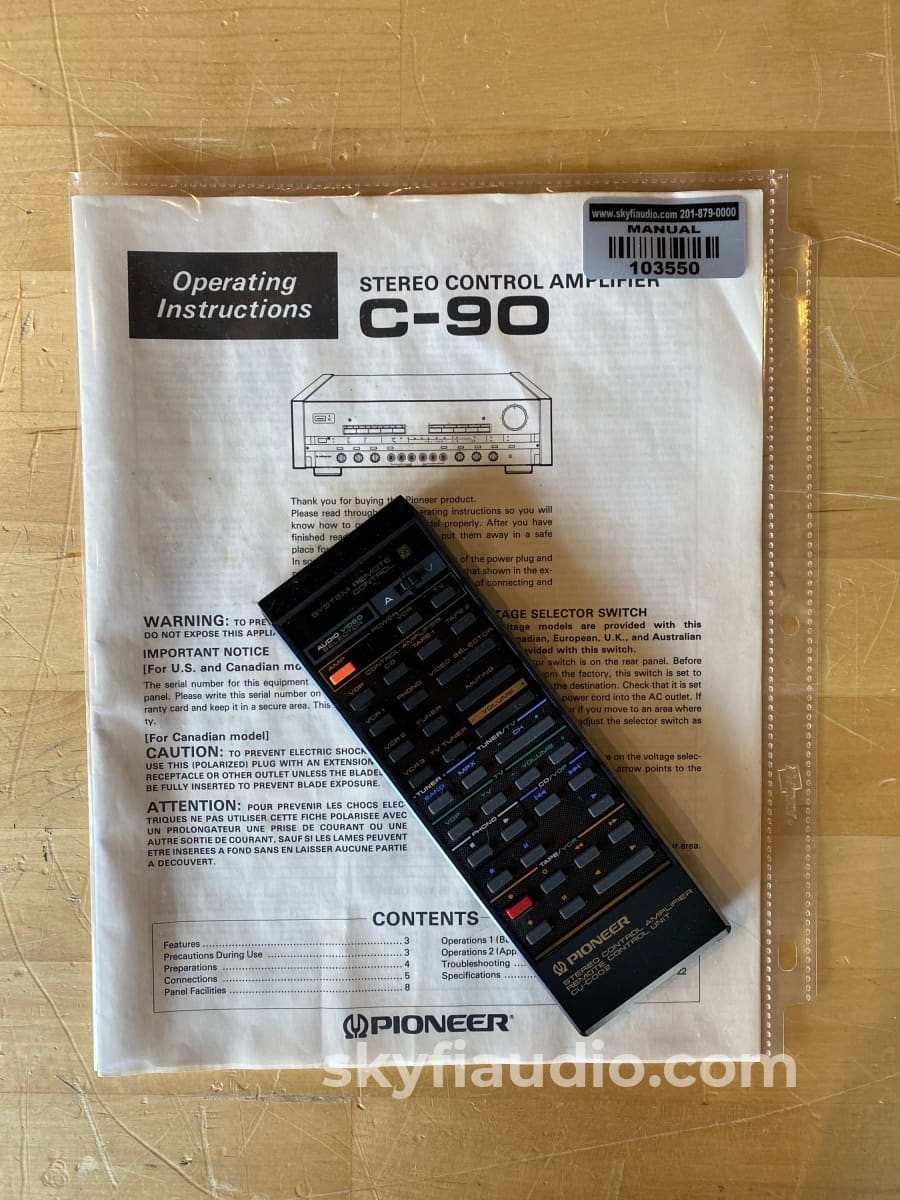 Pioneer Elite C-90 Reference Preamp W/ Mc Step-Up Transformer Phono Stage - Complete Set