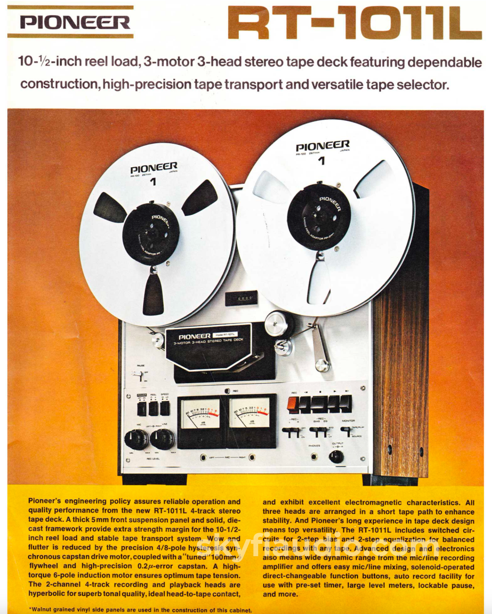 Pioneer Rt-1011L Reel To Machine Tape Deck
