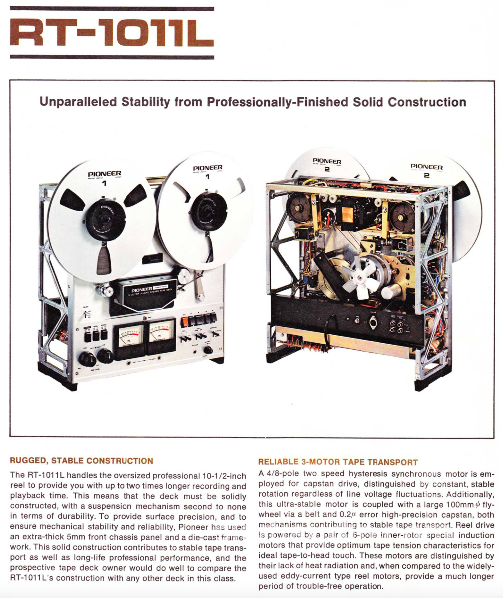 Pioneer Rt-1011L Reel To Machine Tape Deck