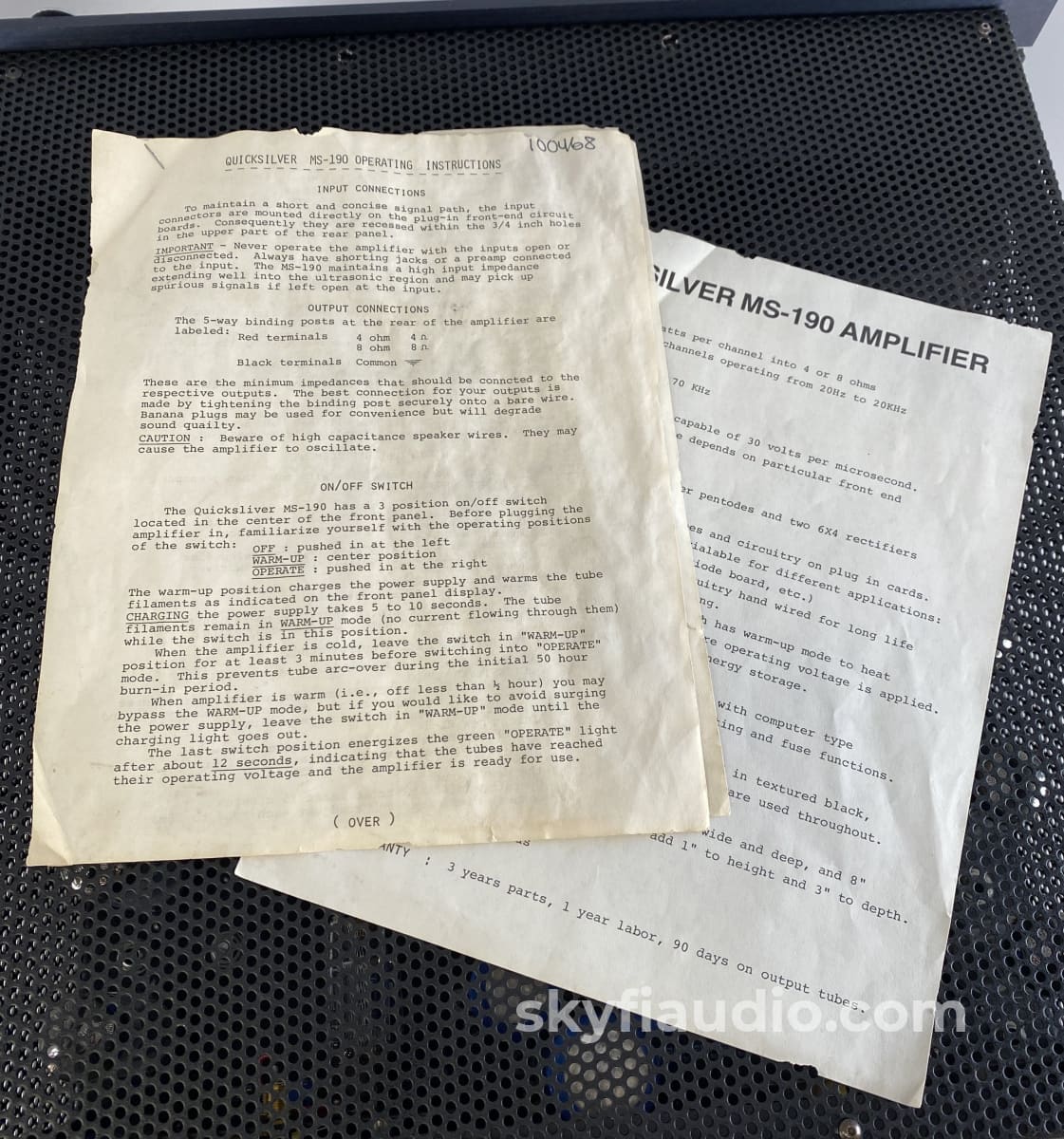 Quicksilver Mx-190 Vintage And Rare Tube Amplifier