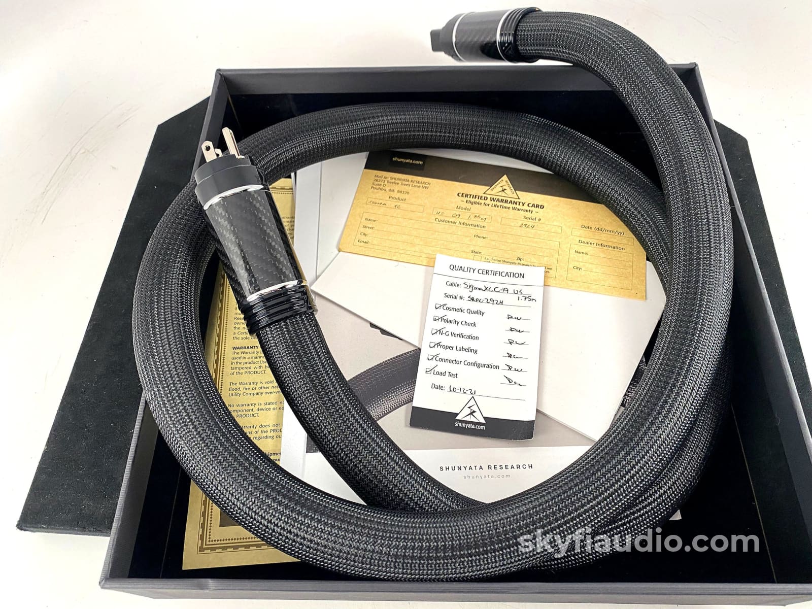 Shunyata Research Sigma v2 Power Cable - XC Edition, 20A, 1.75M