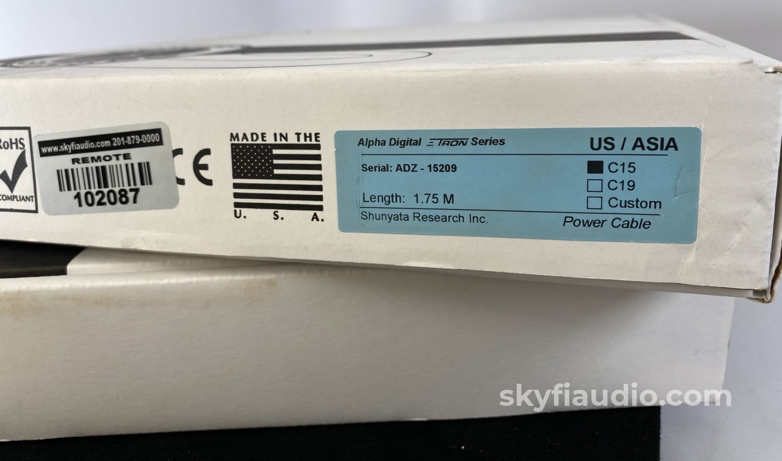 Shunyata Research - Zi-Tron Alpha Analog C15 Custom Power Cable 1.75M Cables