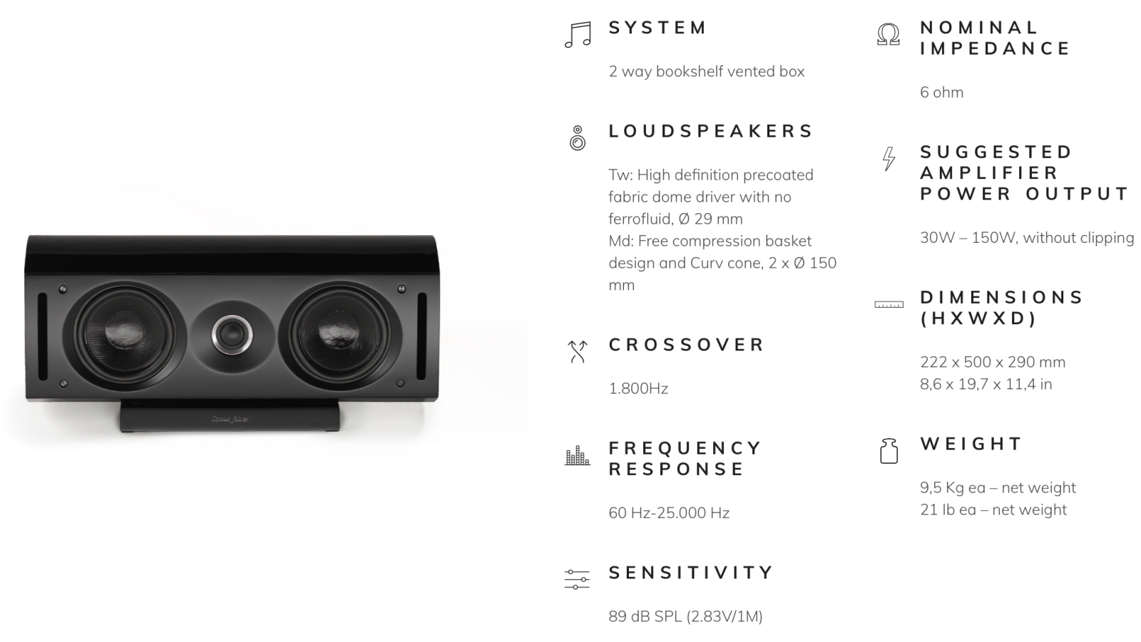 Sonus Faber Venere Center Channel Only Speakers