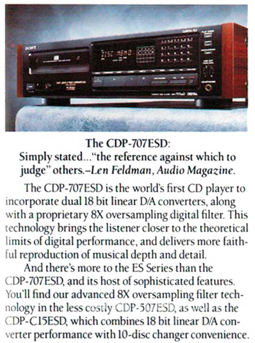 Sony Cdp-707Esd Cd Player + Digital