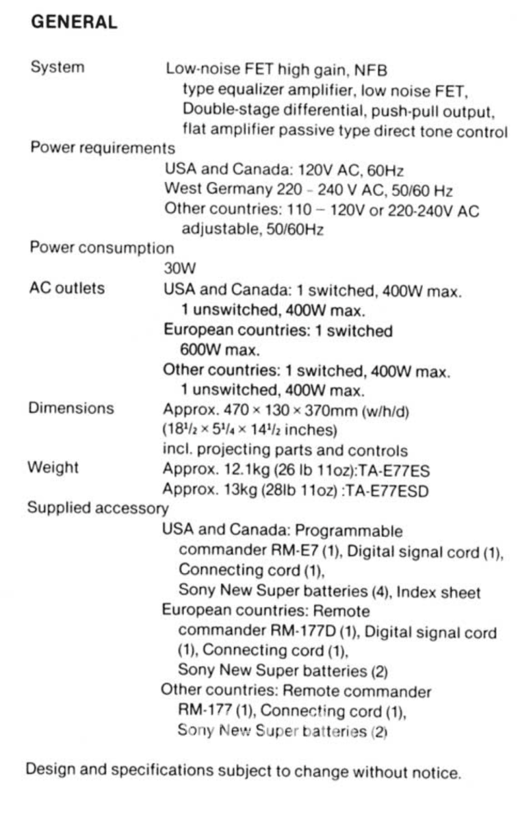 Sony Ta-E77Esd Vintage Preamp - See Video Preamplifier