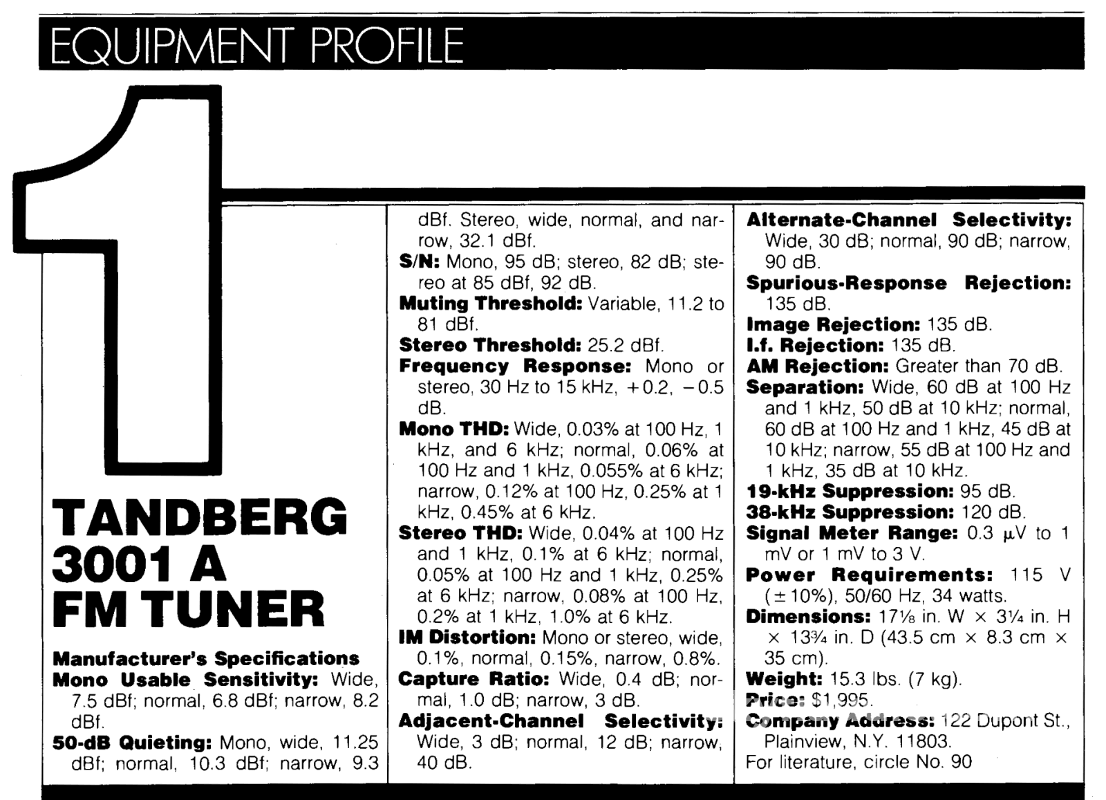 Tandberg 3001A Fm Tuner - Best In Class