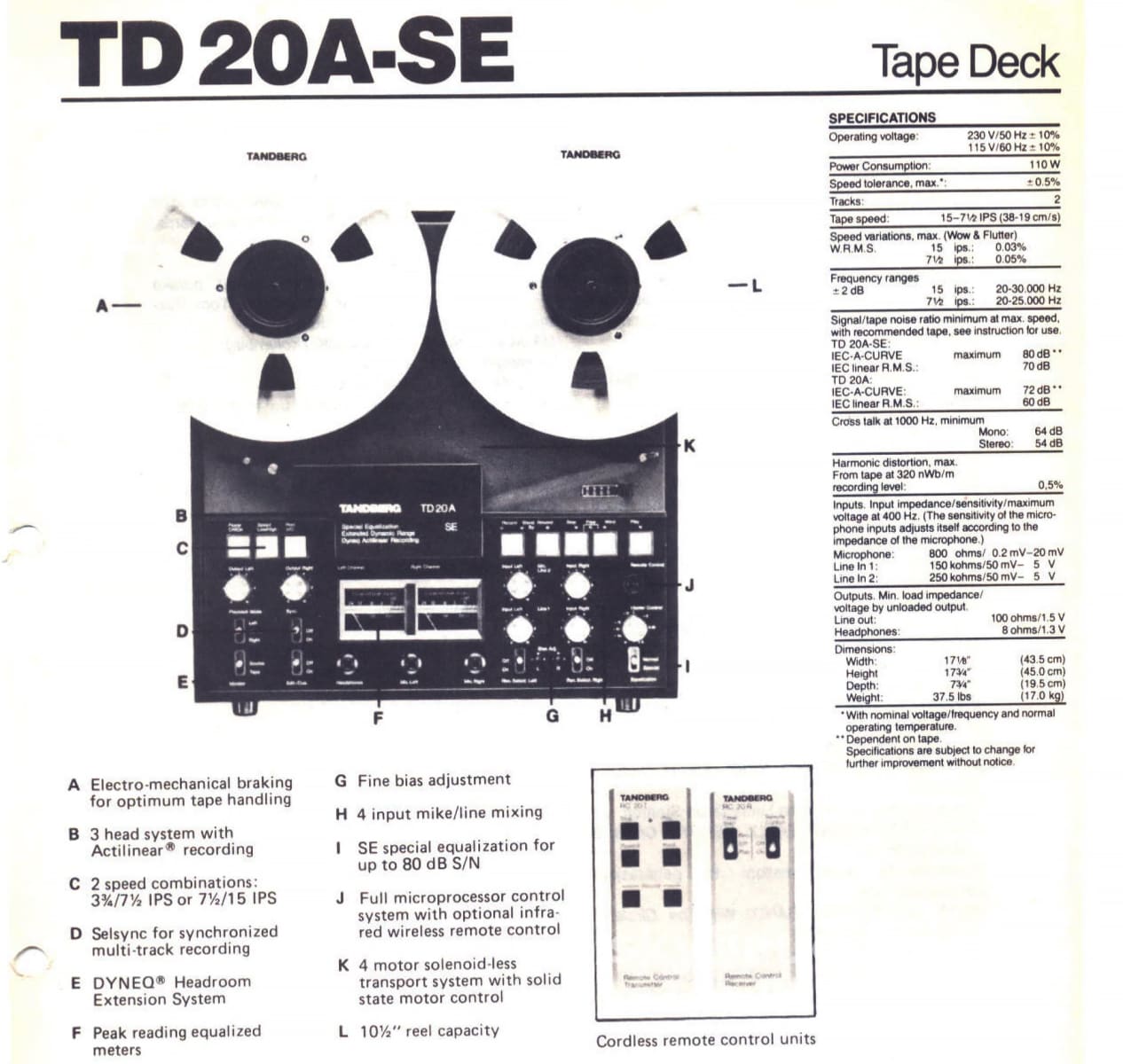 Tandberg Td 20A-Se Reel To Machine 4 Track Survivor Condition Tape Deck