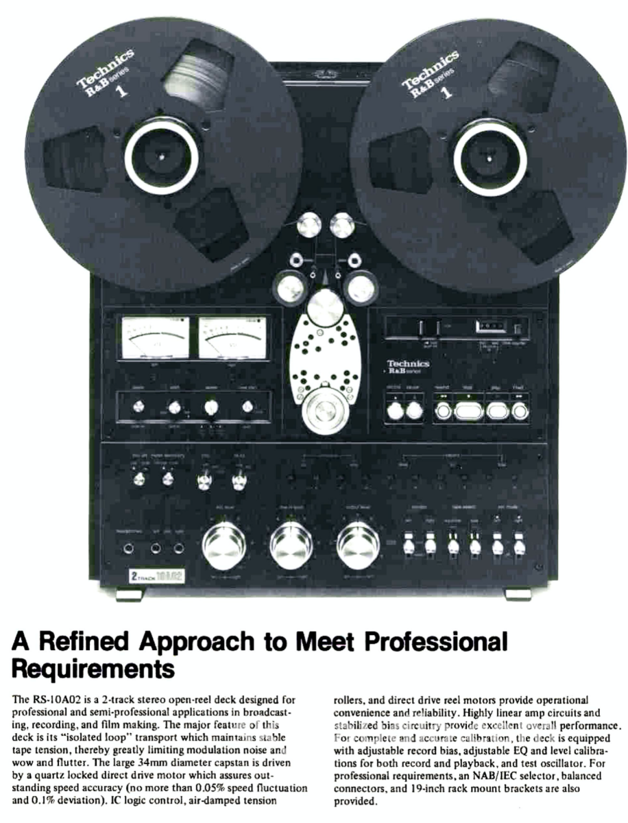Technics Rs-10A02 Reel To - R&B Series Recording & Broadcast Super Rare Tape Deck