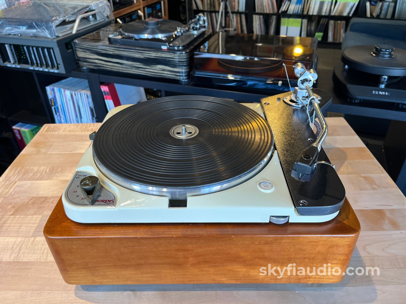 Thorens TD-124 Turntable W/ SME Arm and Ortofon GTX E SPU Cartridge - Custom Solid Wood Plinth - Turntable