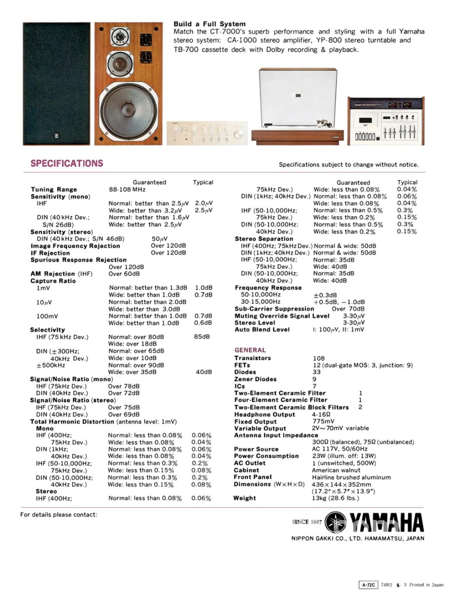 Yamaha Ct-7000 Fm Tuner - Incredible Build Quality And Performance