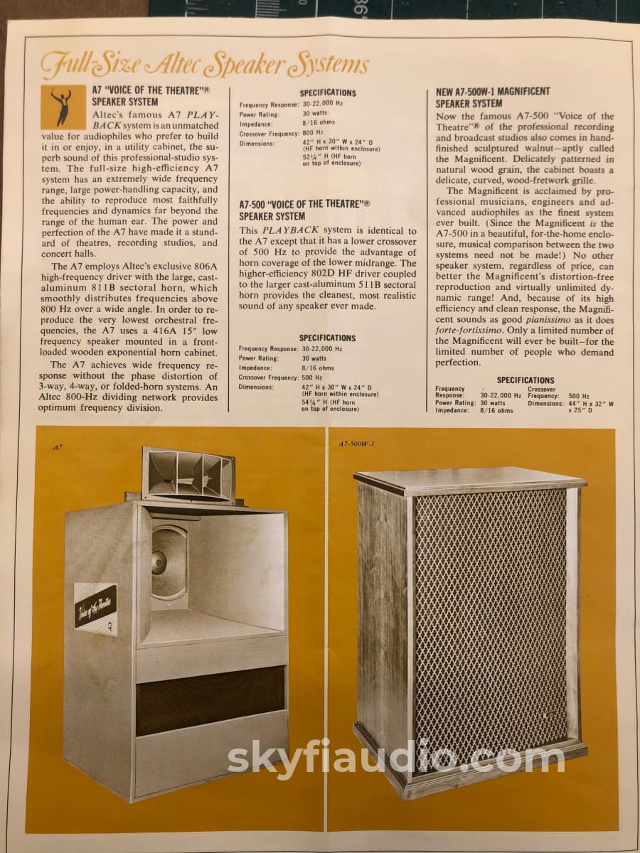 Altec Lansing Magnificent A7-500W-1 Speaker System - Voice Of The Theater Speakers