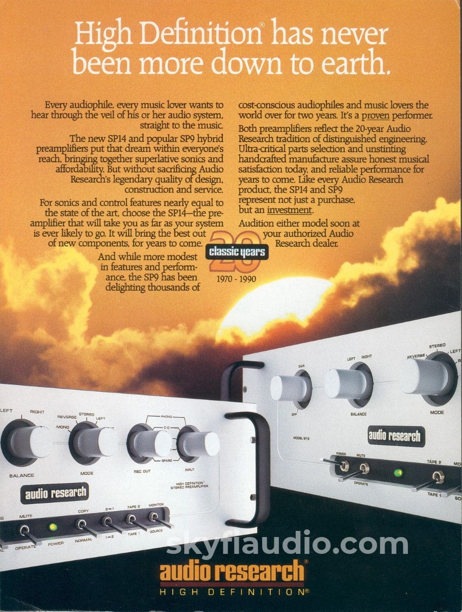 Audio Research Sp14 Hybrid Vintage Preamplifier With Phono