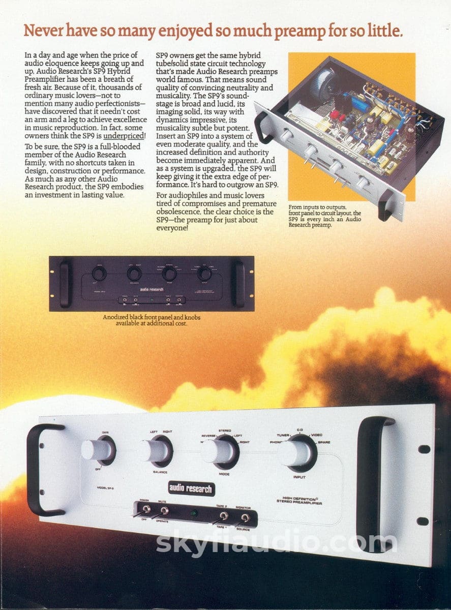 Audio Research Sp14 Hybrid Vintage Preamplifier With Phono