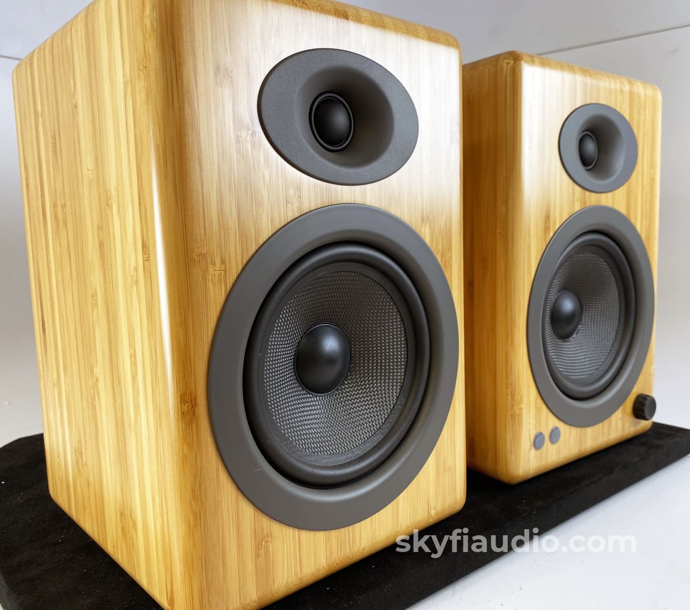 Audioengine 5+ Powered Bluetooth Speakers - Like New In Bamboo Finish