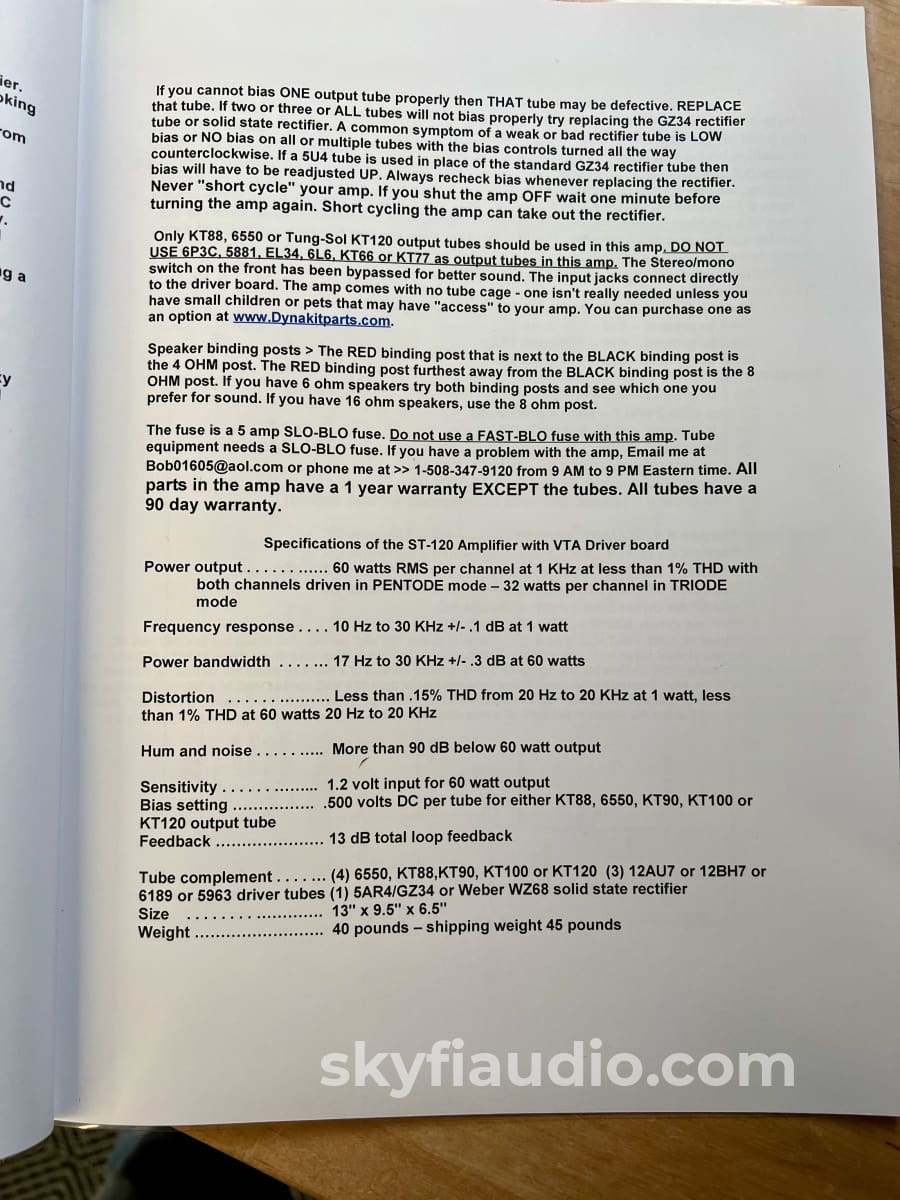 Dynaco St-70 Vintage Stereo Tube Amplifier - Hot Rodded With Kt90S