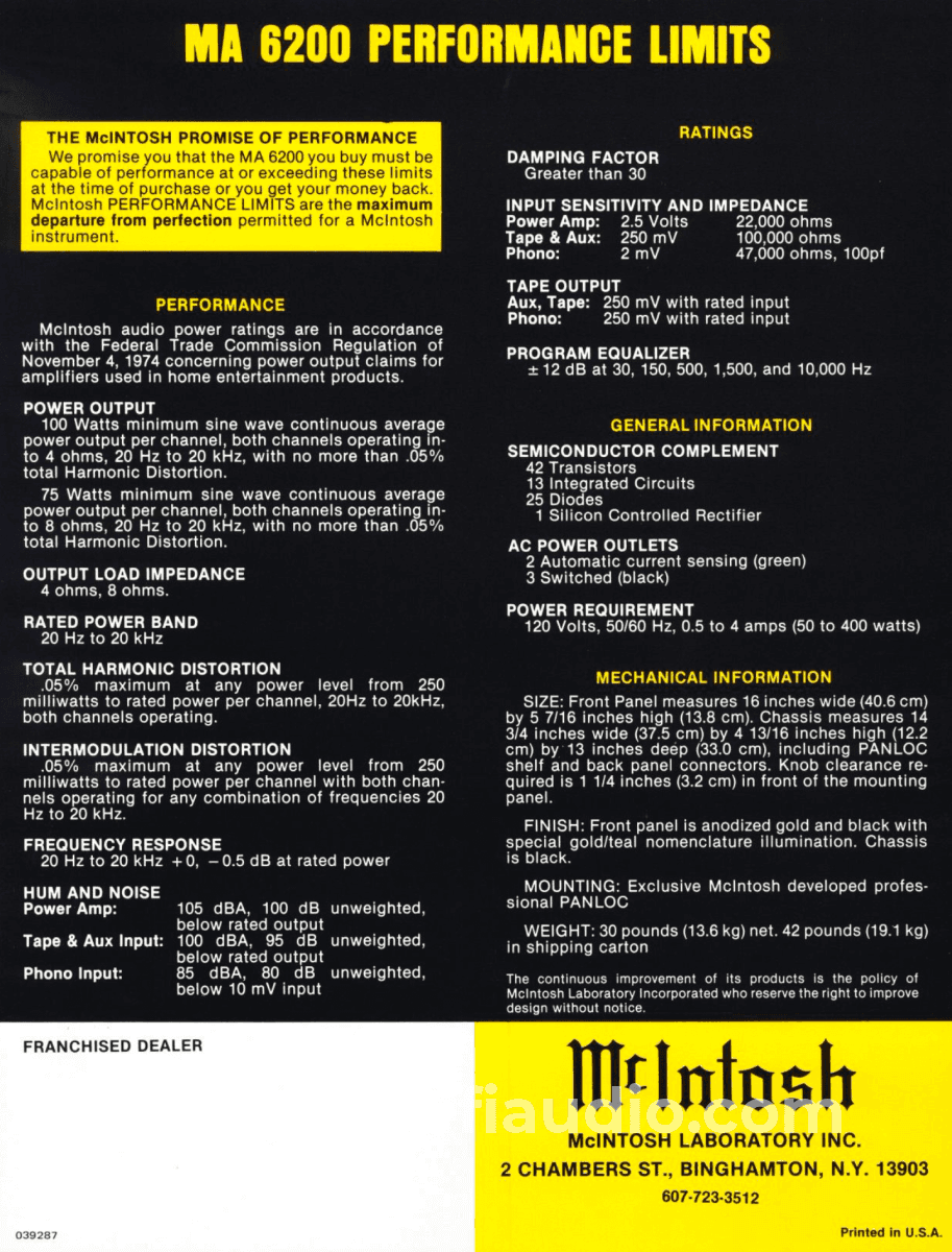 Mcintosh Ma6200 Vintage Integrated Amplifier